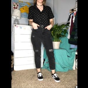 Rude Black Anchor Button Up Shirt